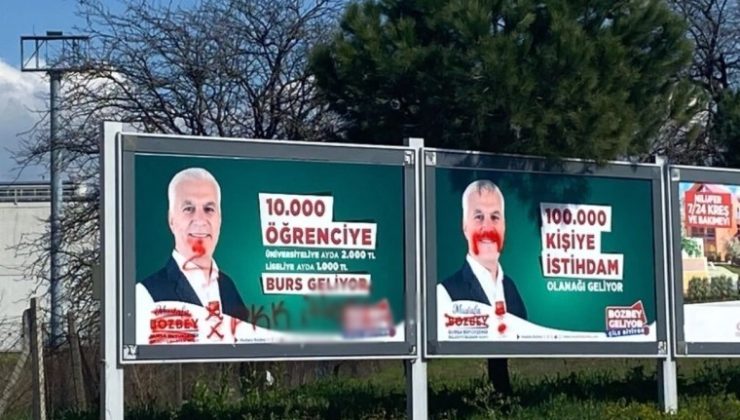 Bursa’da CHP Afişlerine Saldırı…