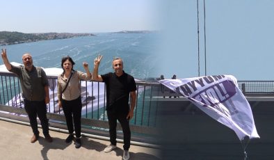 DEM Parti Boğaziçi Köprüsü’ne Kayyım Defol Pankartı Astı…
