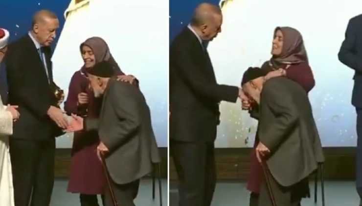 Erdoğan, 92 yaşındaki yurttaşa el öptürdü